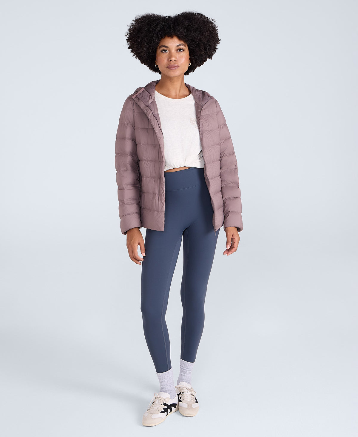 Womens Lightweight Down Packable Jacket - Dusky Purple