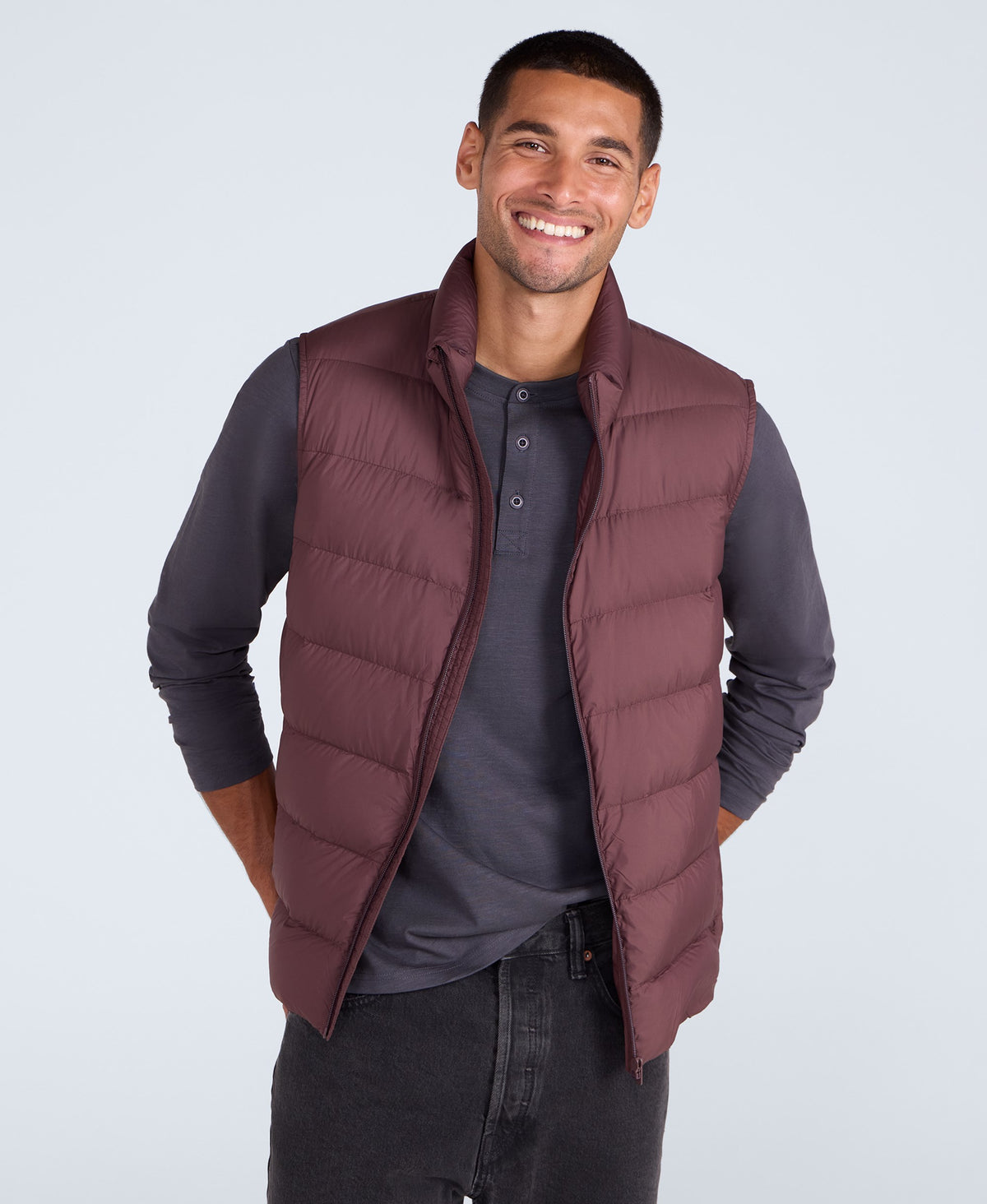 Mens Lightweight Down Gilet - Dark Burgundy