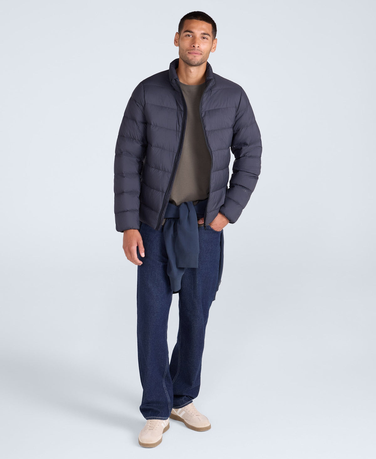 Mens Lightweight Down Packable Jacket - Black