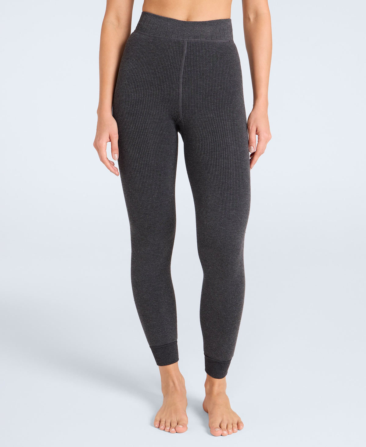 Womens Fleece Lined Heavy Weight Leggings - Charcoal