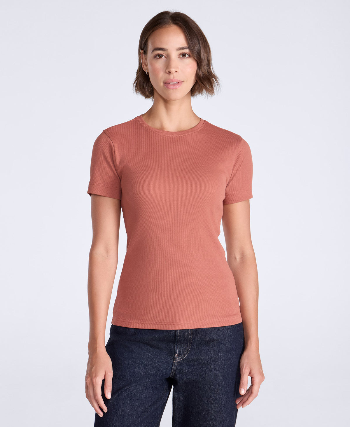 Evo Womens Ribbed T-Shirt - Rust