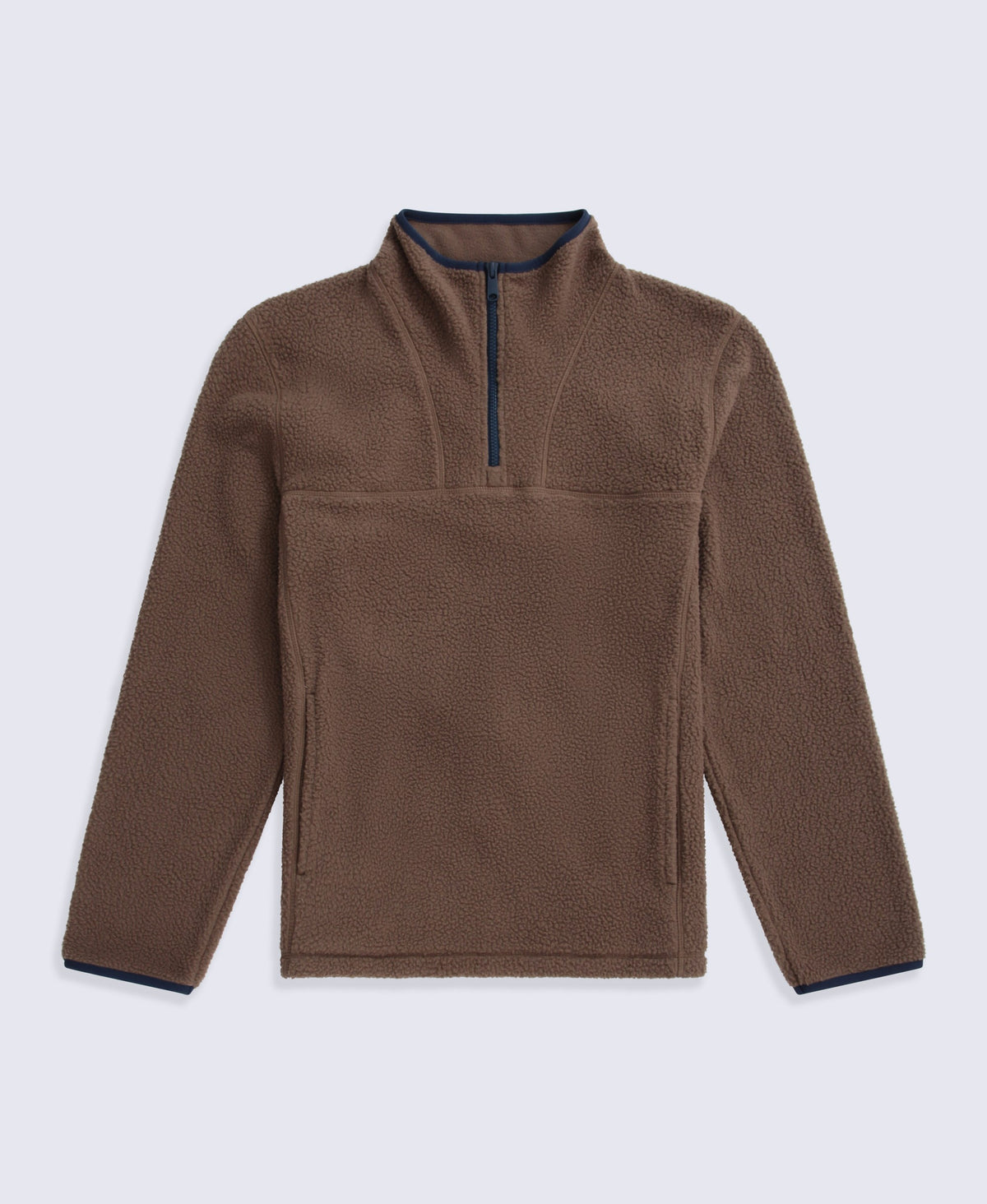Alfie Mens Borg Contrast Trim Half Zip Fleece - Brown