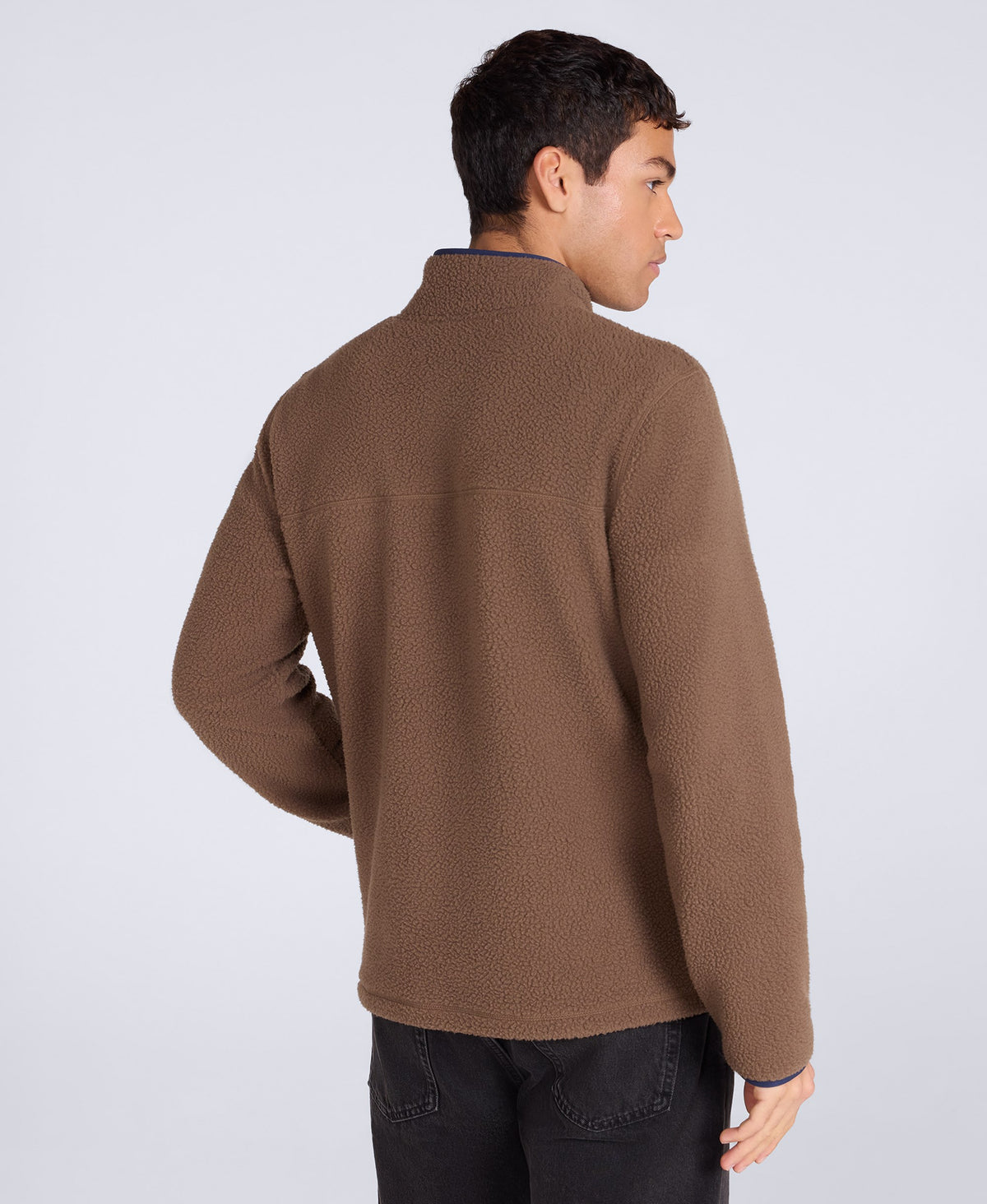 Alfie Mens Borg Contrast Trim Half Zip Fleece - Brown