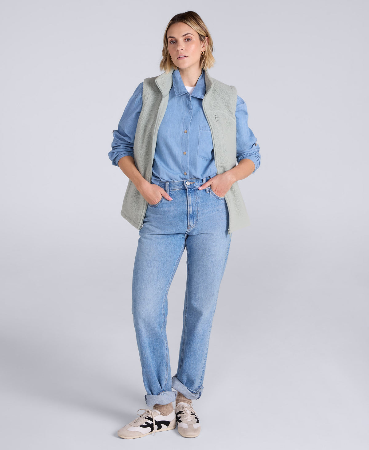 Buxton Womens Borg Gilet - Pale Green