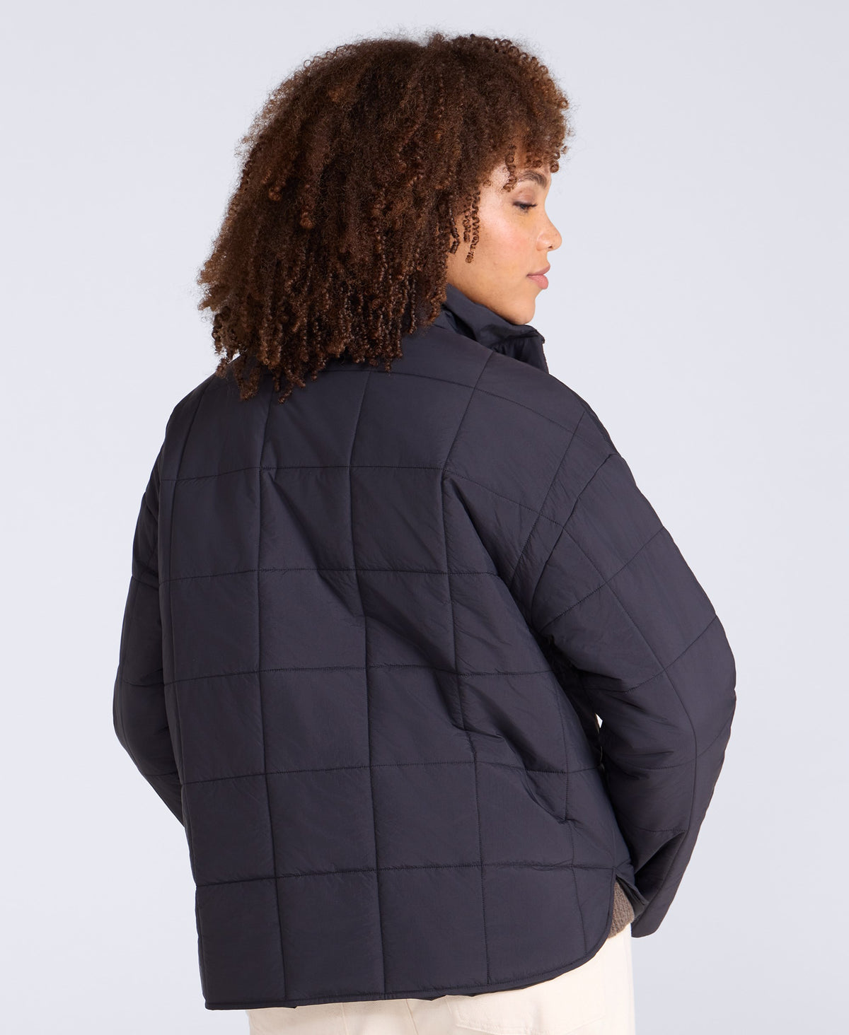 Nina Womens Grid Quilt Padded Jacket - Black