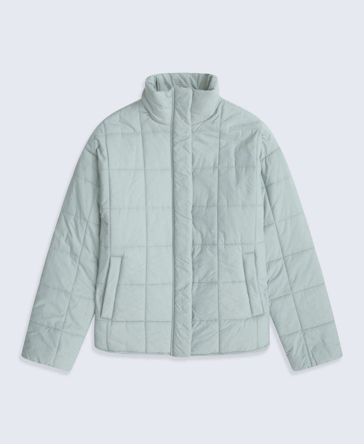 Nina Womens Grid Quilt Padded Jacket - Mint