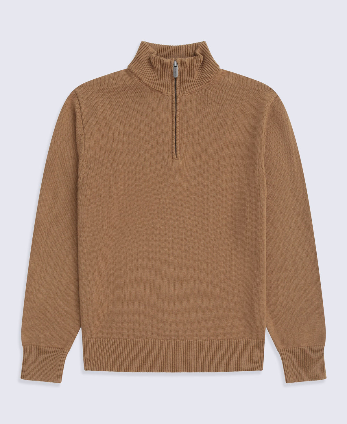 Mens Ribbed Quarter Zip Jumper - Mustard