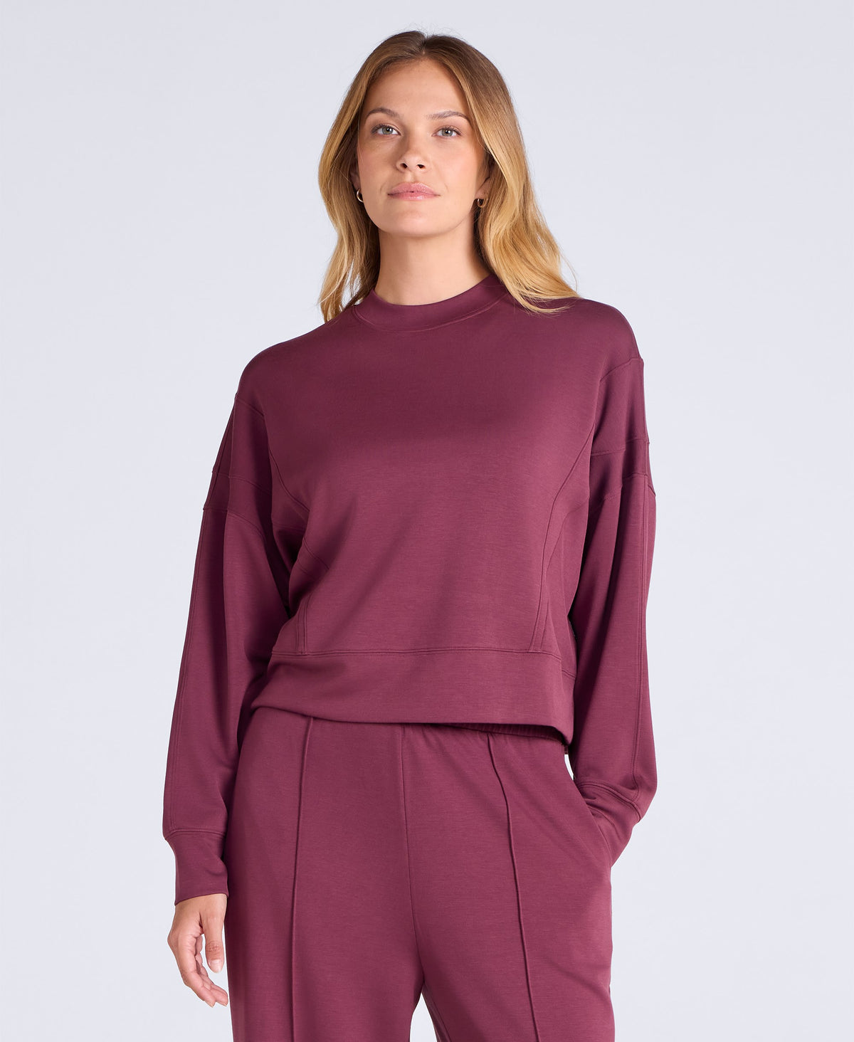 Active Womens Crop Sweatshirt - Burgundy
