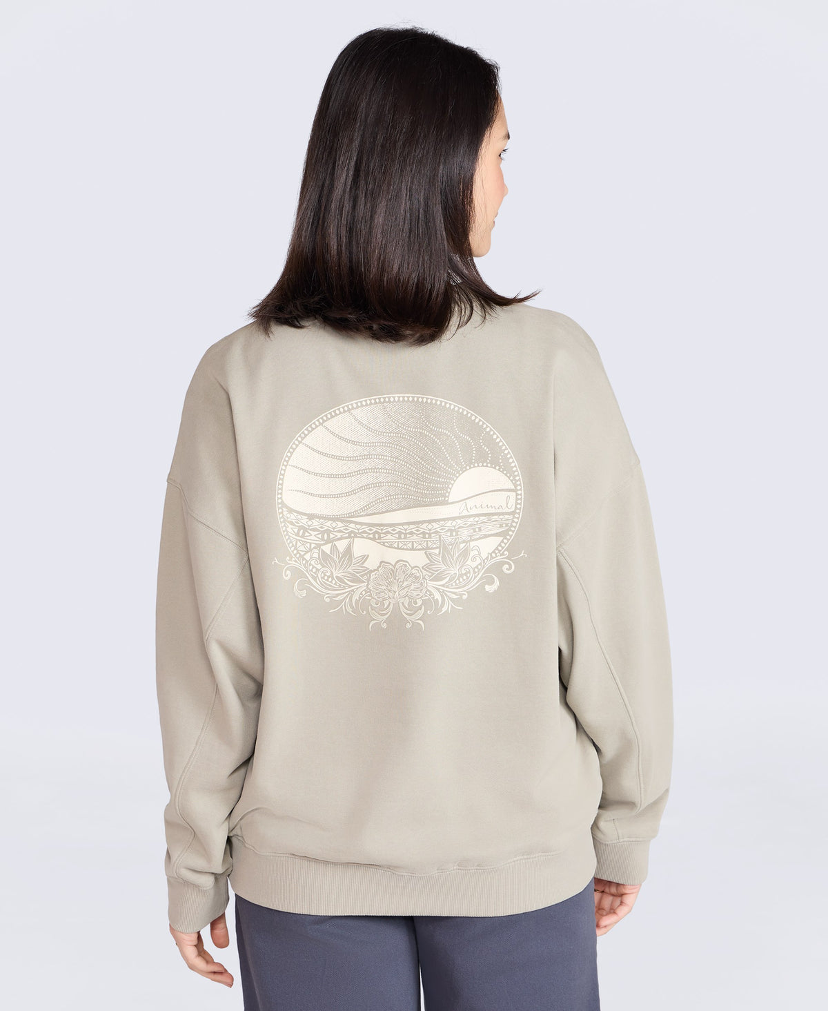 Dakota Womens Graphic Sweatshirt - Light Khaki