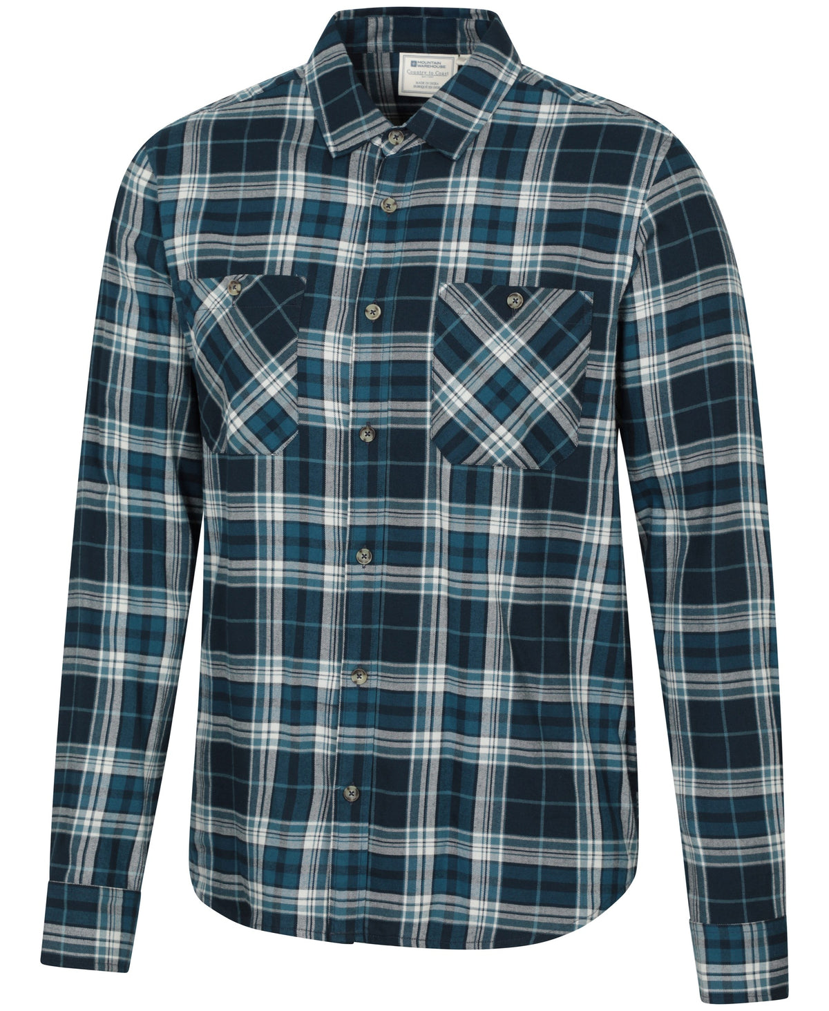 Maine Mens Flannel Long Sleeve Shirt - Petrol