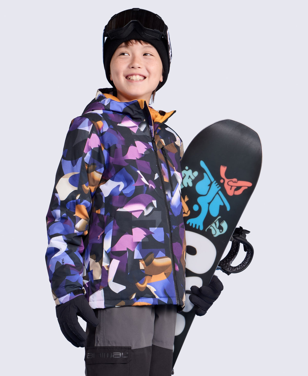 Laxx Printed Kids Waterproof Ski Jacket - Purple