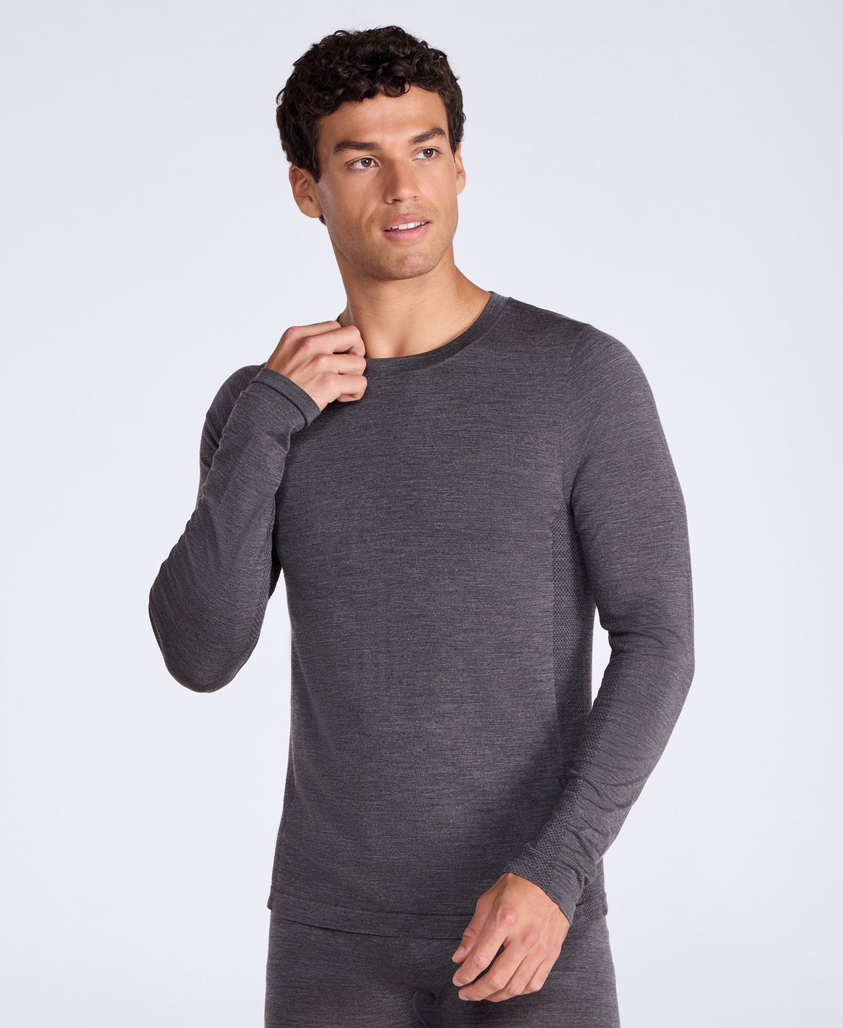 Aeryn Mens Merino Blend Seamless Long Sleeve Top - Black