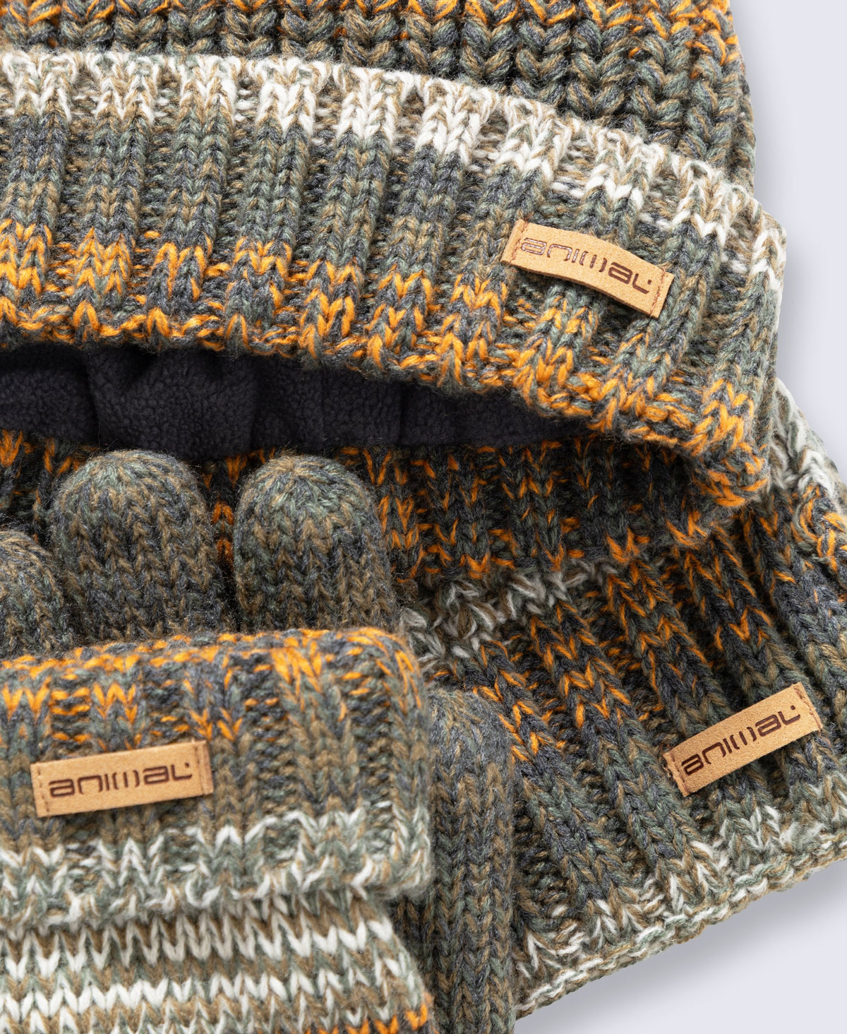 Felix Melange Sherpa Hat Glove & Scarf Set - Khaki