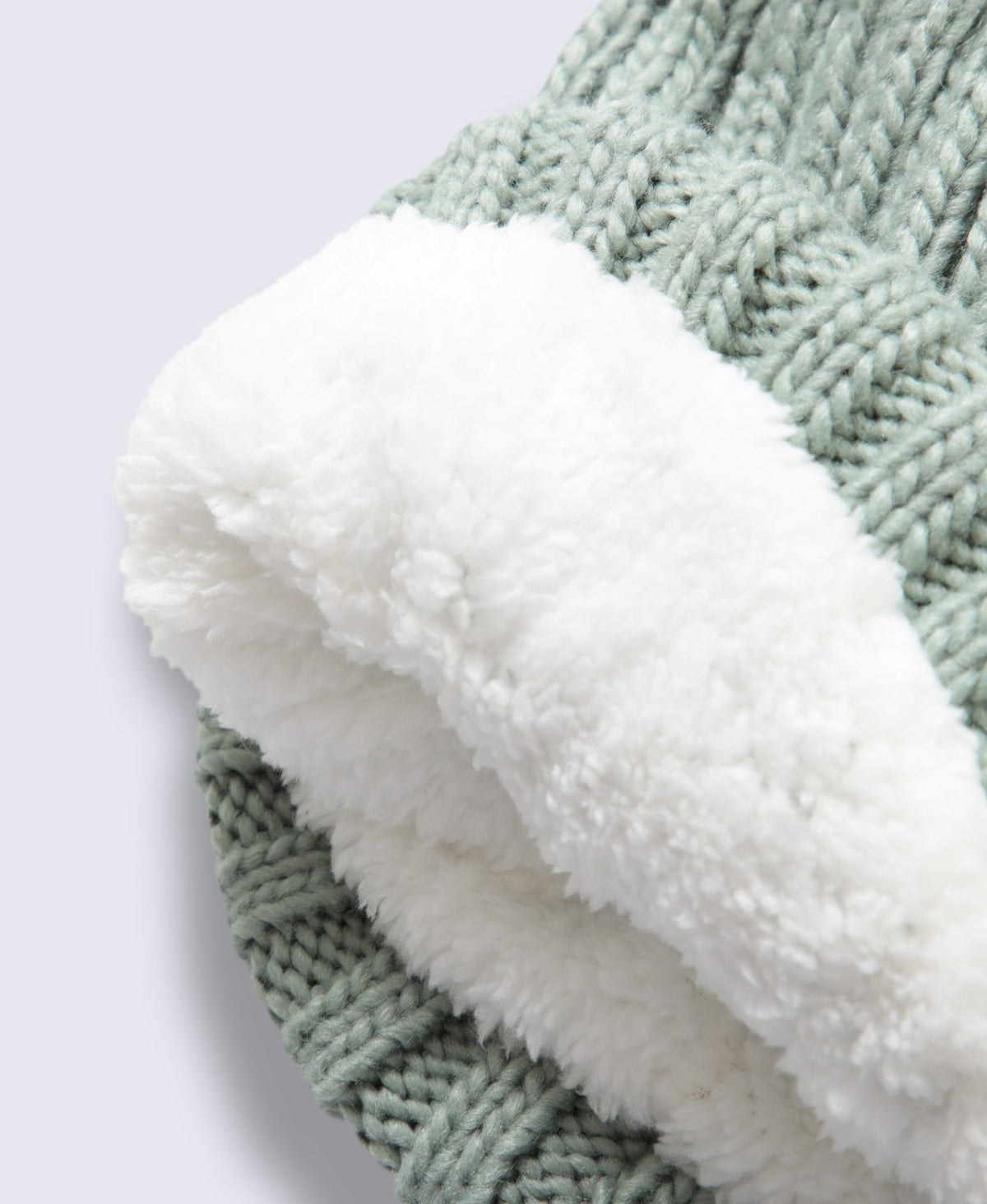 Geneva Womens Sherpa Lined Pom Beanie - Pale Green