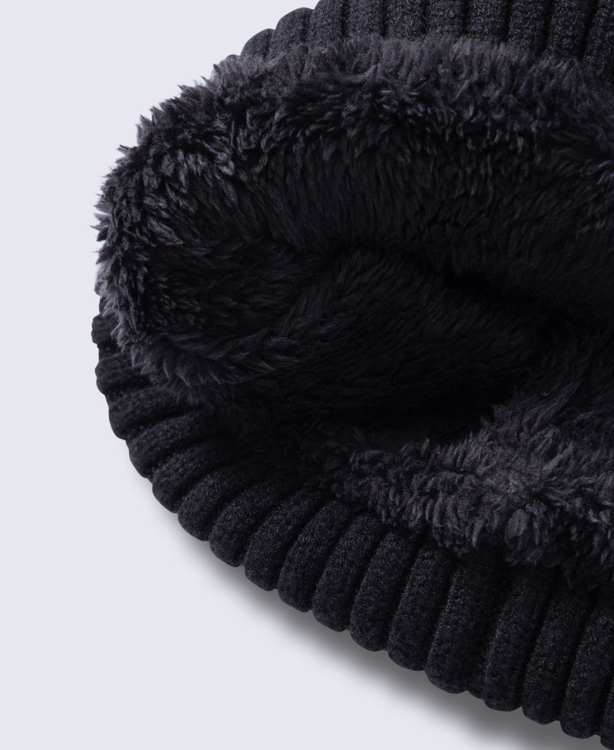 Bobbi Sherpa Lined Ribbed Beanie - Black