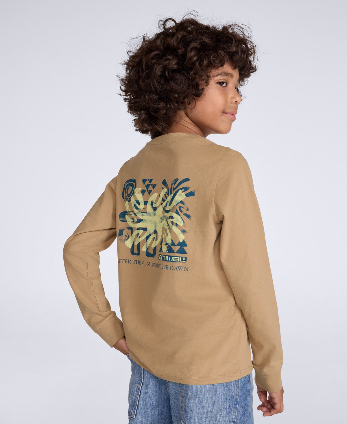 Kids Graphic Long Sleeve Tommy T-Shirt - Tan
