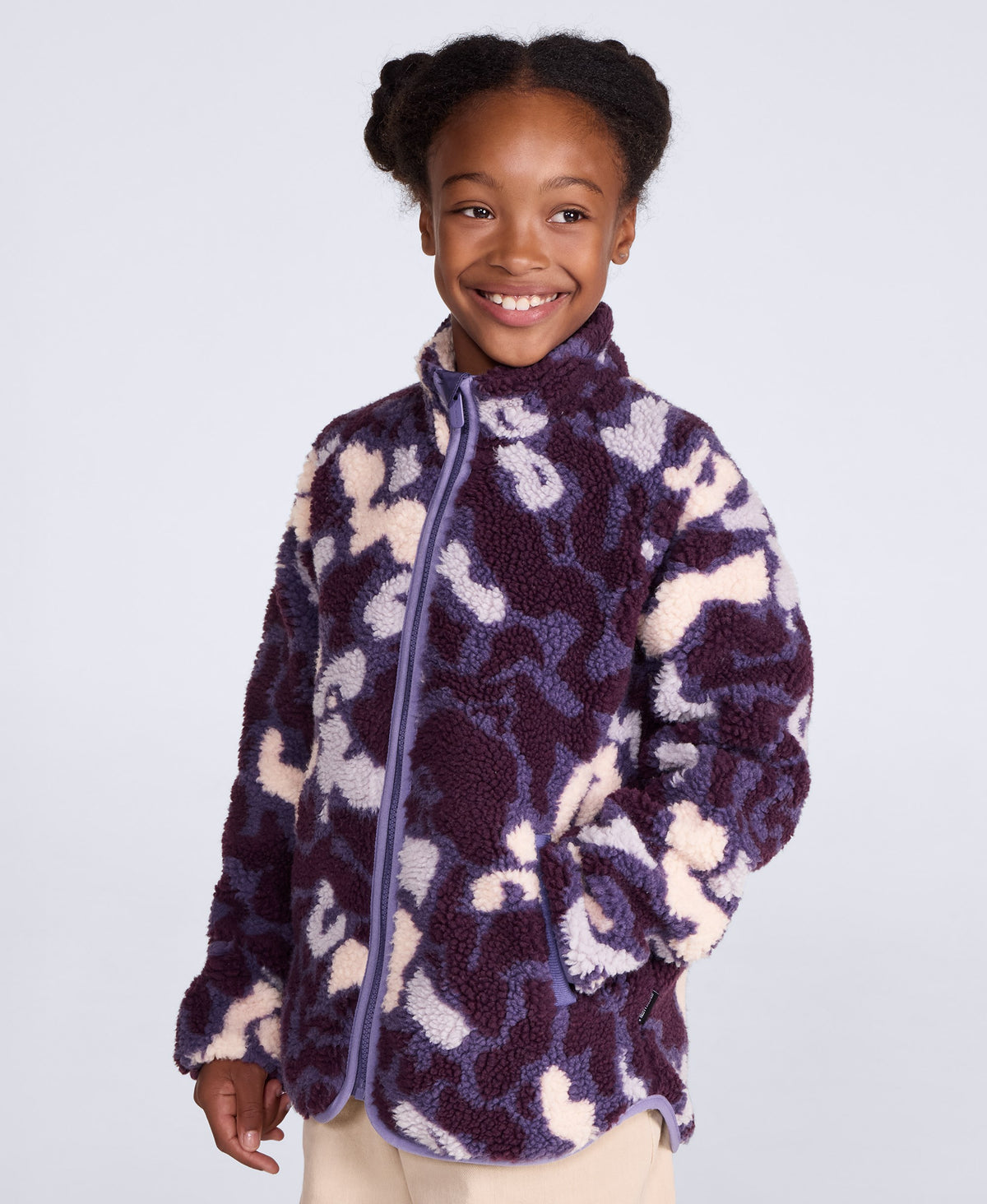 Sophie Kids Curve Hem Full Zip Fleece - Dark Purple