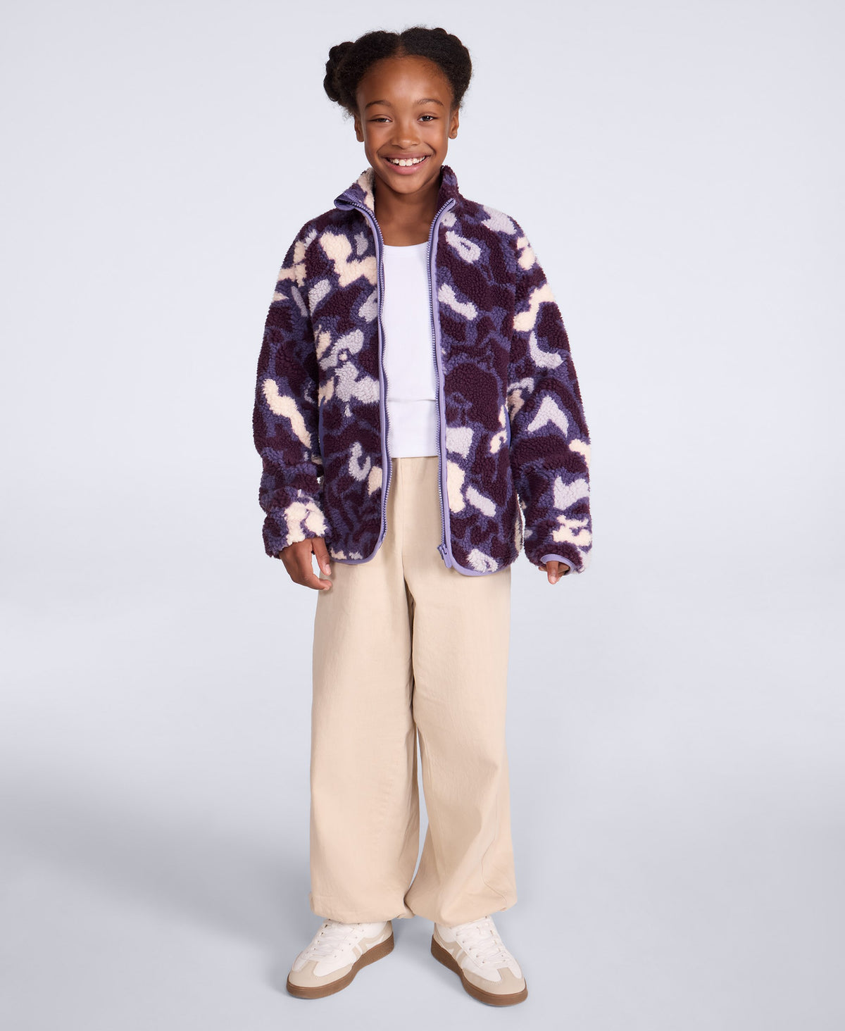 Sophie Kids Curve Hem Full Zip Fleece - Dark Purple
