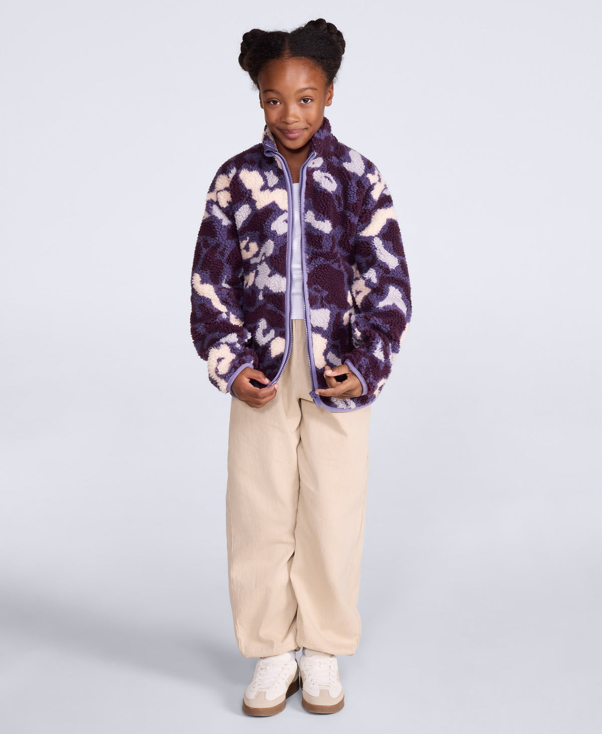 Sophie Kids Curve Hem Full Zip Fleece - Dark Purple