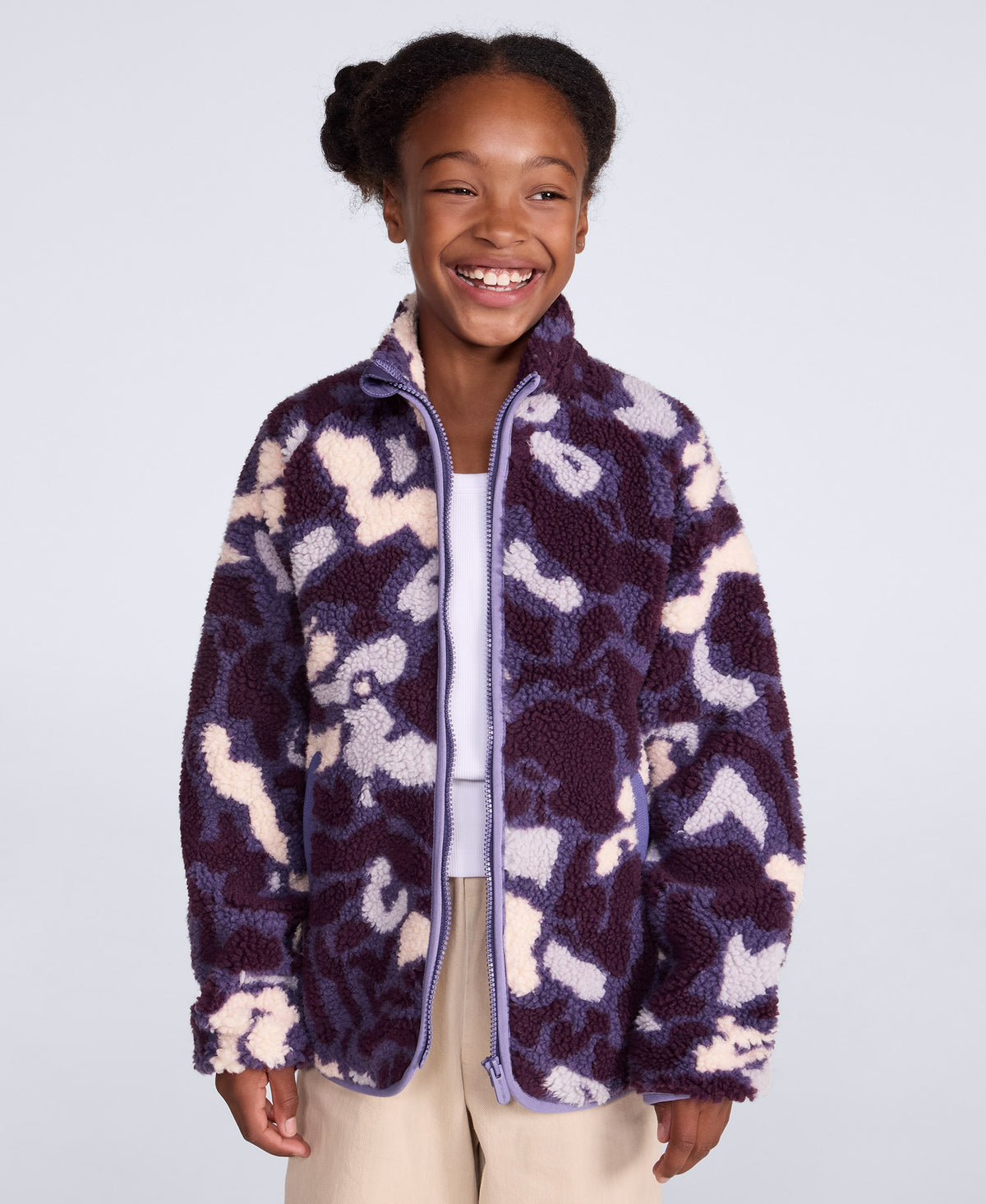 Sophie Kids Curve Hem Full Zip Fleece - Dark Purple
