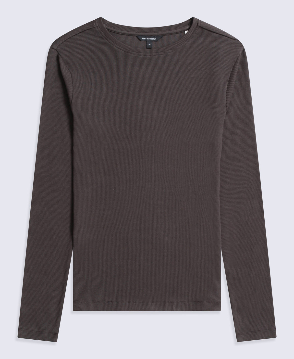 Evo Rib Womens Crew Long Sleeve Top - Dark Brown