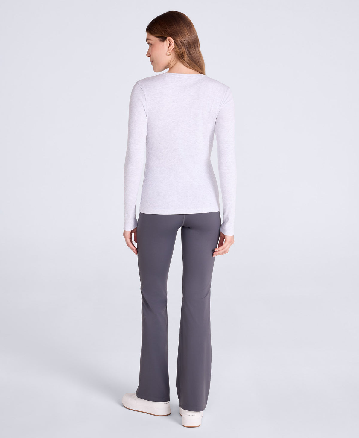 Evo Rib Womens Crew Long Sleeve Top - Grey