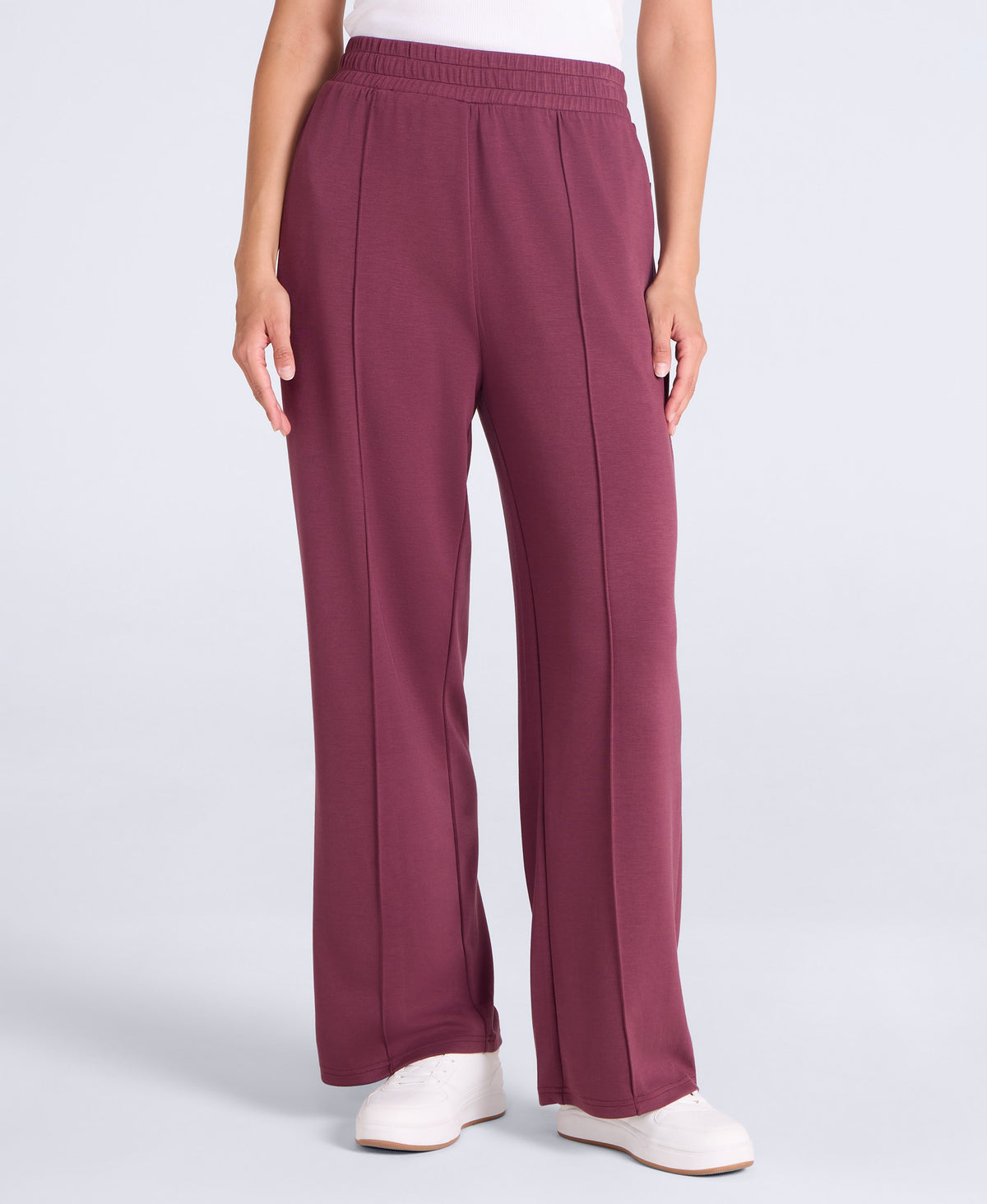 Womens Travel Scuba Straight Leg Joggers - Burgundy