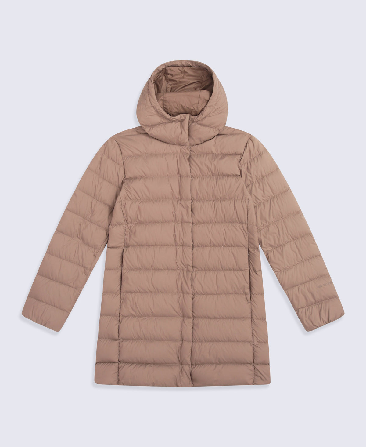 Womens Lightweight Down Long Packable Jacket - Brown
