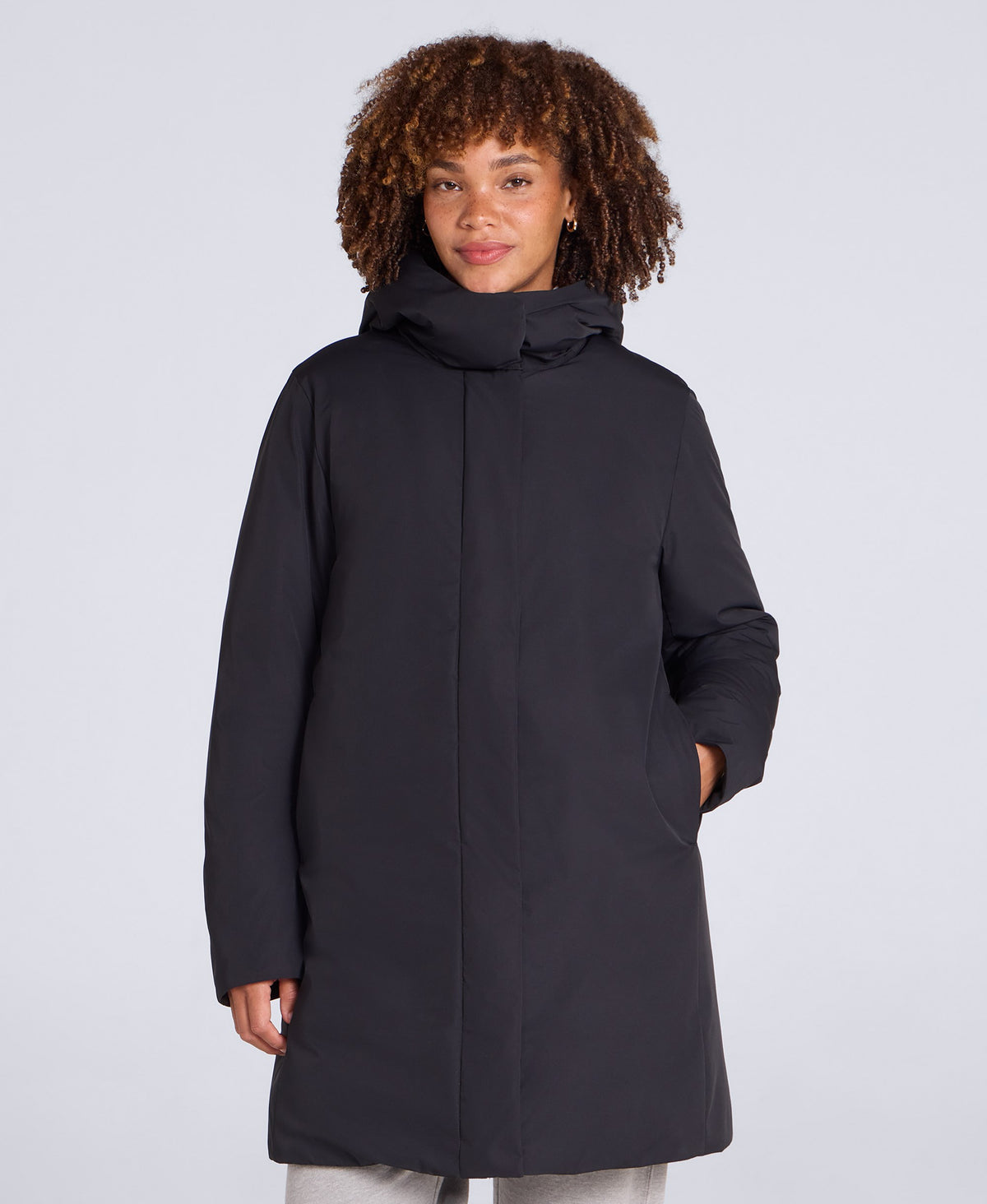 Maria Womens Mid Length Down Jacket - Black