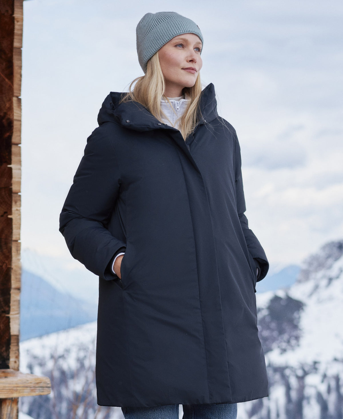 Maria Womens Mid Length Down Jacket - Black