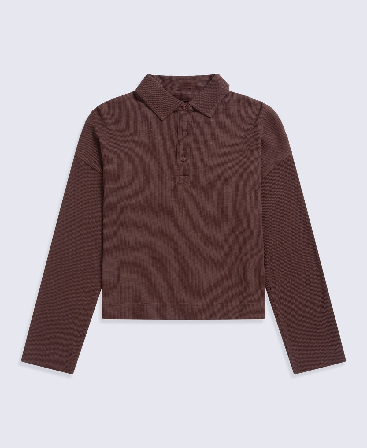 Hayleigh Waffle Long Sleeve Top - Brown