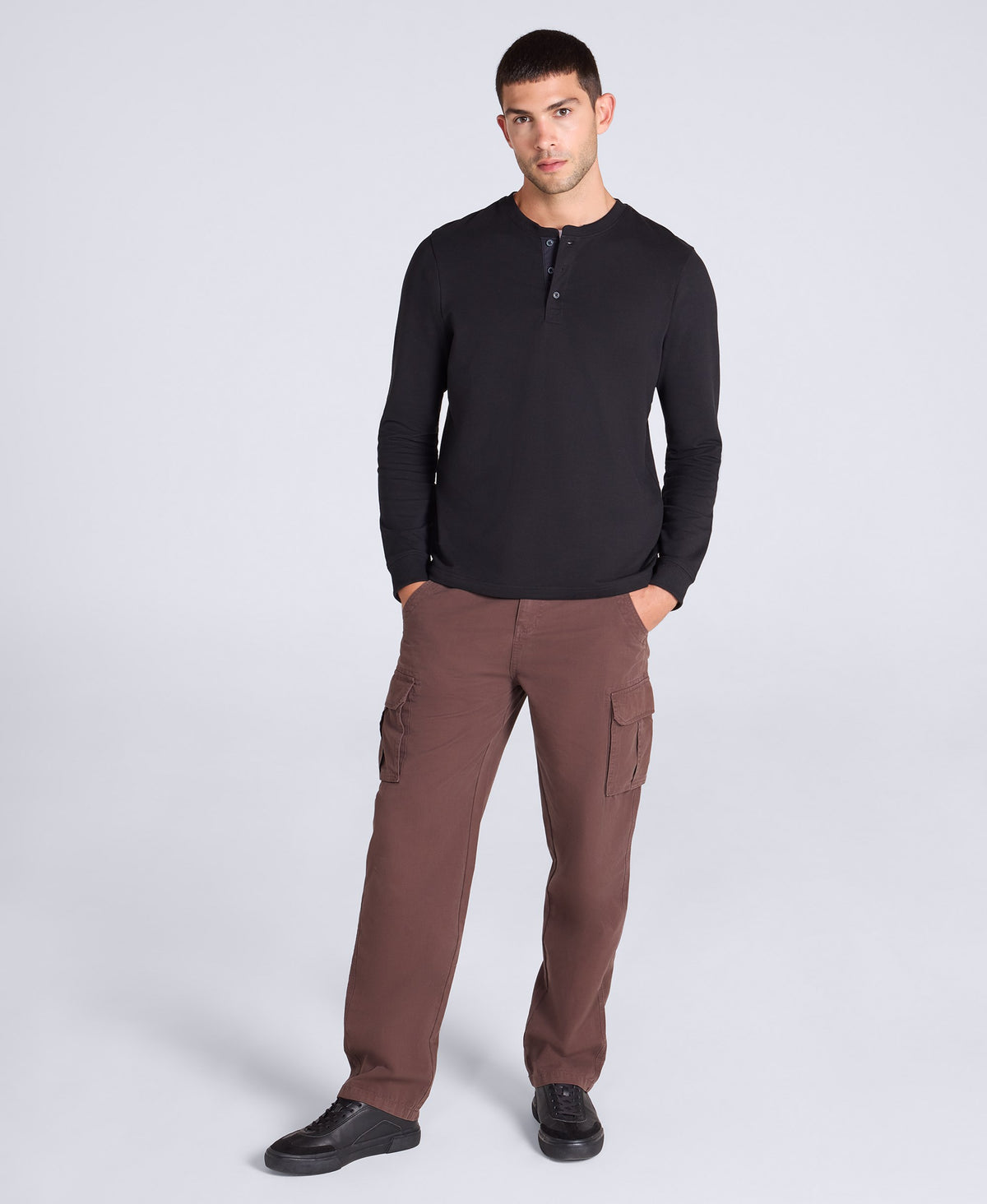 Noah Mens Supersoft Henley T Shirt - Black