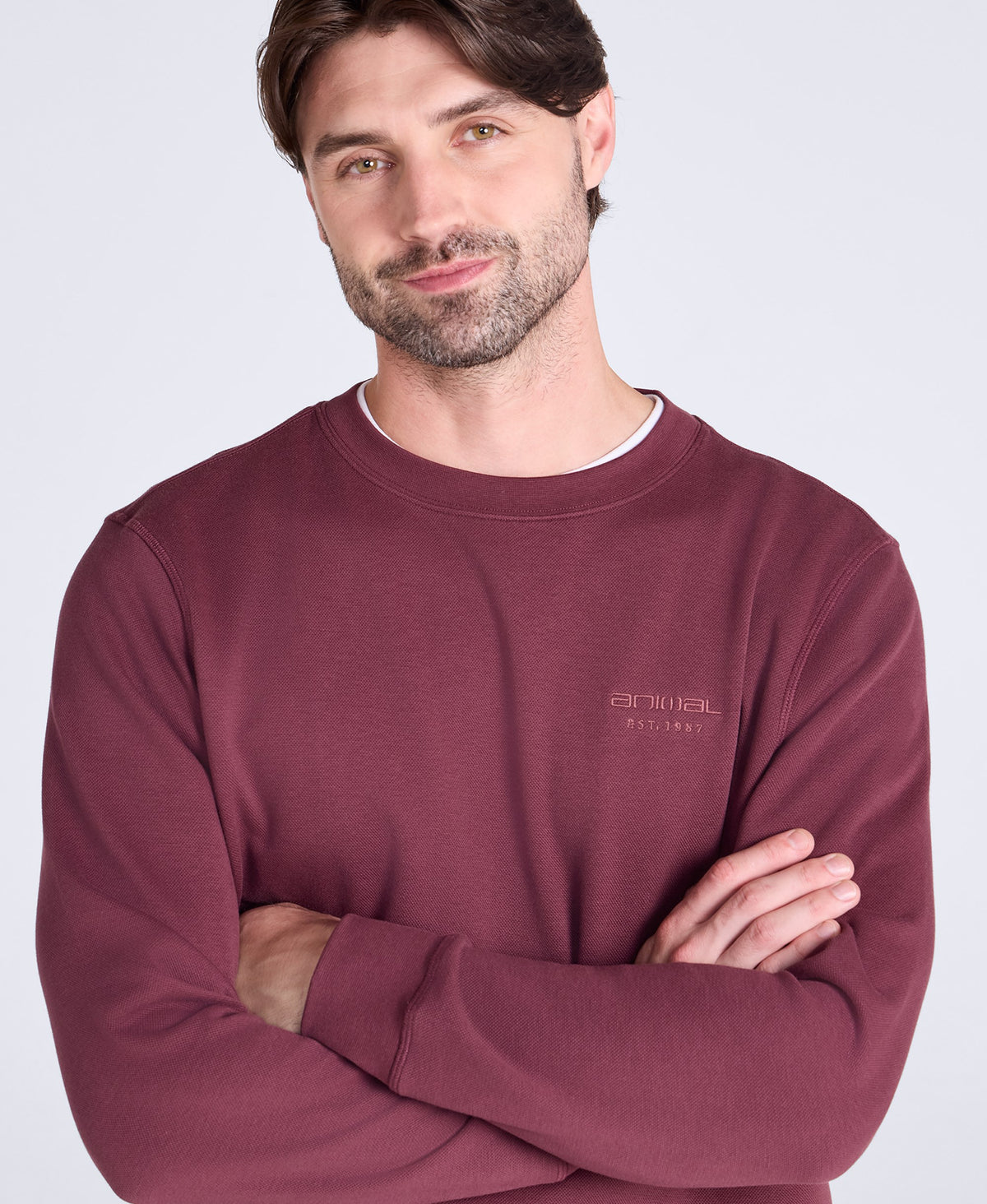Jude Mens Travel Long Sleeve Crew - Dark Burgundy