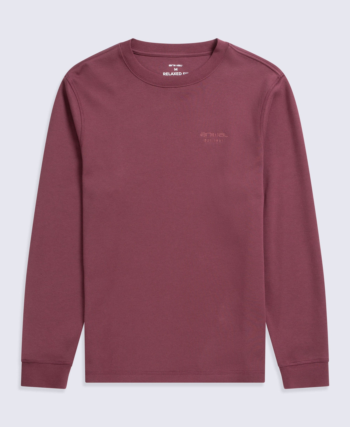 Jude Mens Travel Long Sleeve Crew - Dark Burgundy