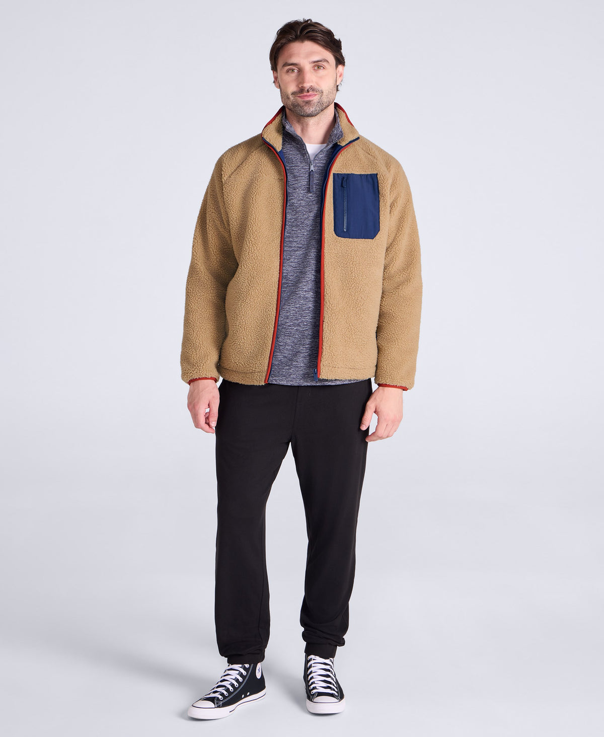 Bailey Mens Patch Pocket Borg Jacket - Beige