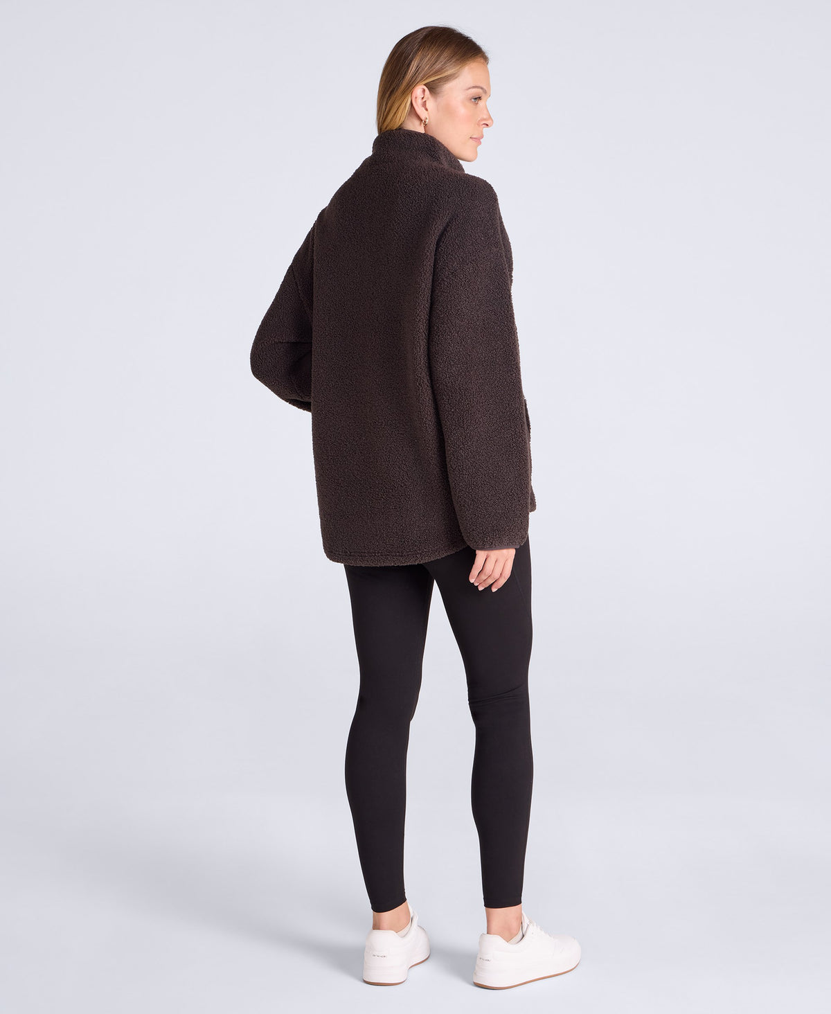 Mena Boucle Zip Front Fleece - Brown