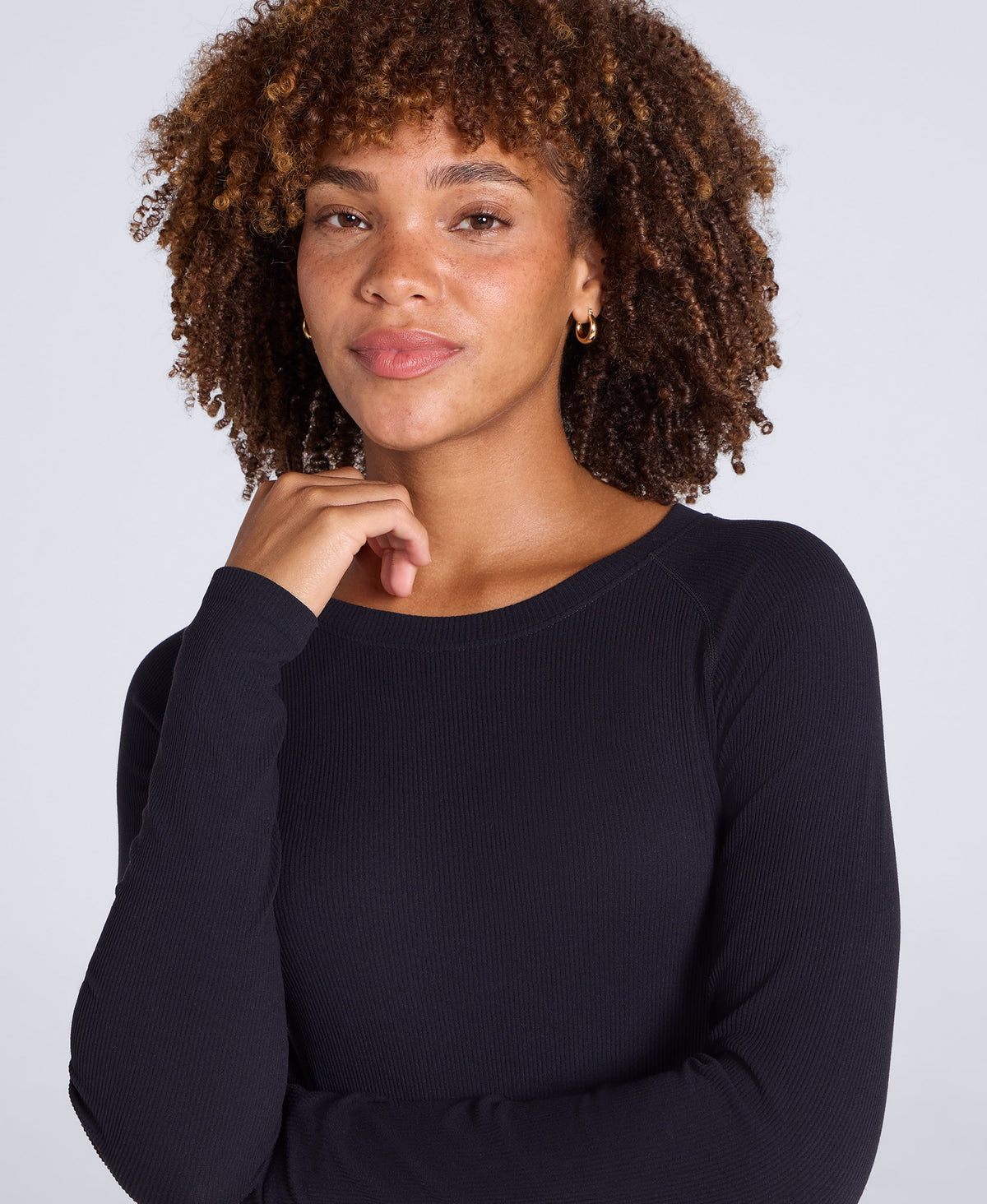 Carmel Women’s Seamless Ribbed Long Sleeve Top - Black