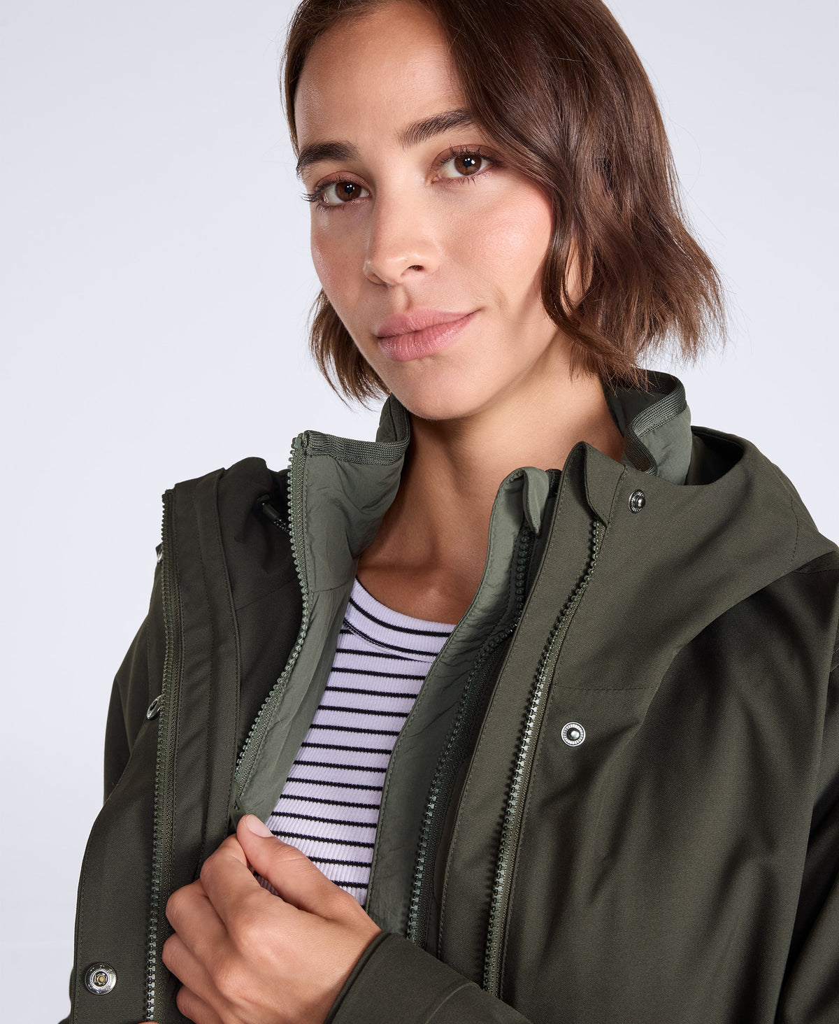 Luna Womens 3 in 1 Long Waterproof Jacket - Khaki