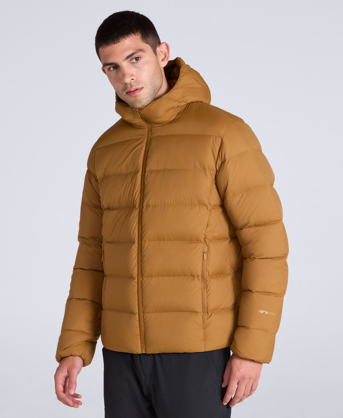 Stratus Mens Hooded Extreme Down Packable Jacket - Mustard