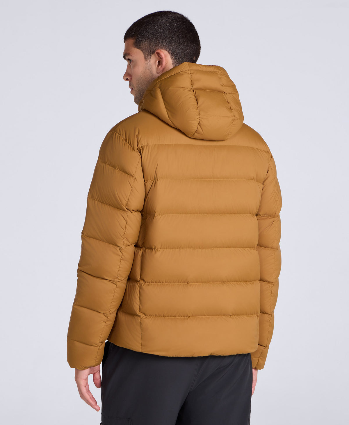 Stratus Mens Hooded Extreme Down Packable Jacket - Mustard