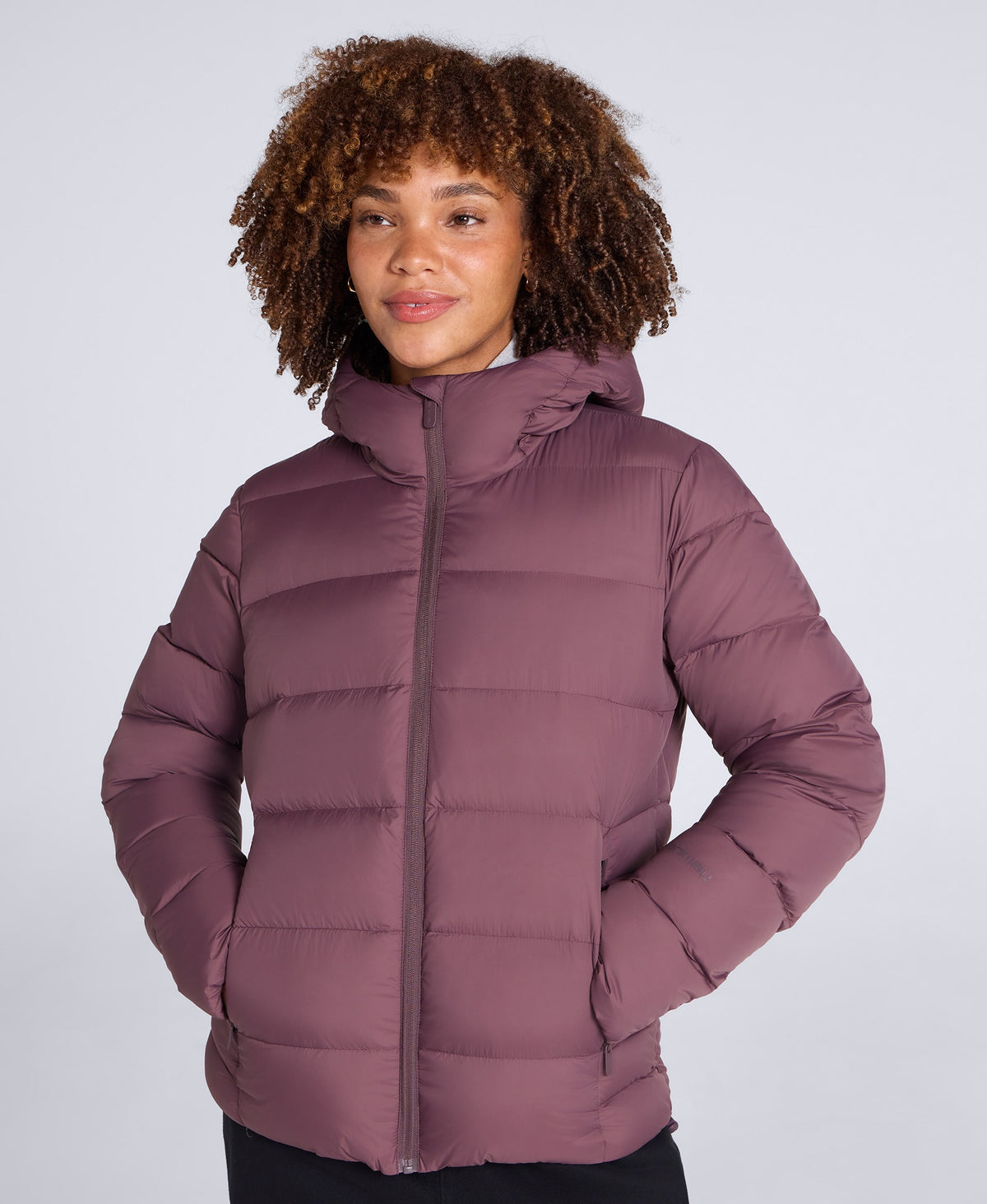 Stratus Womens Hooded Extreme Down Packable Jacket - Dark Purple