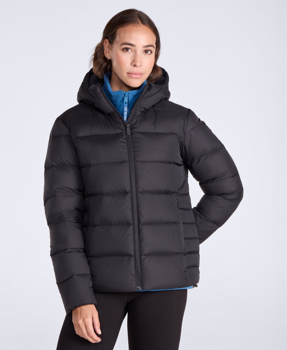 Stratus Womens Hooded Extreme Down Packable Jacket - Jet Black