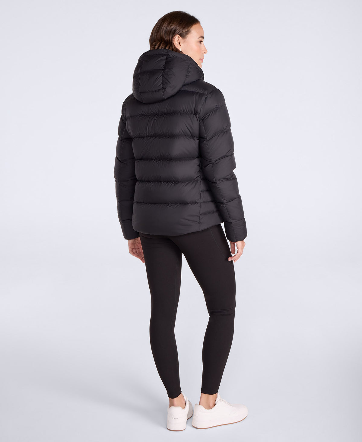 Stratus Womens Hooded Extreme Down Packable Jacket - Jet Black