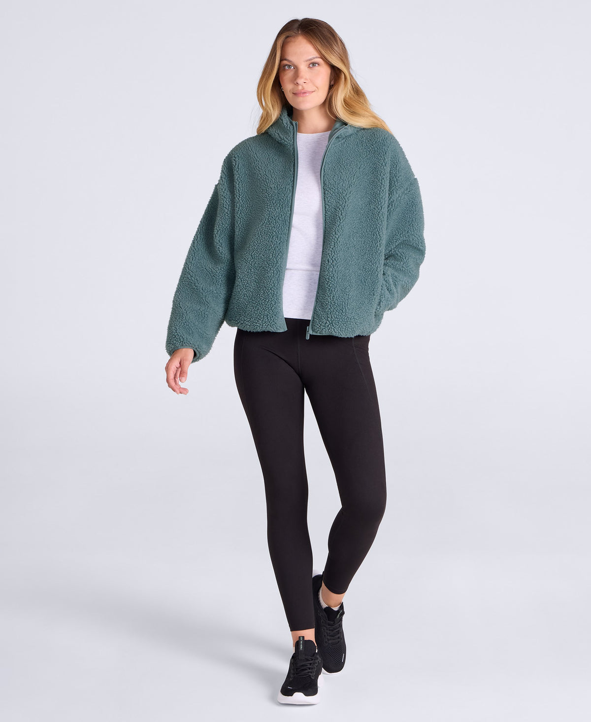 Cley Womens Hooded Borg Jacket - Dark Green