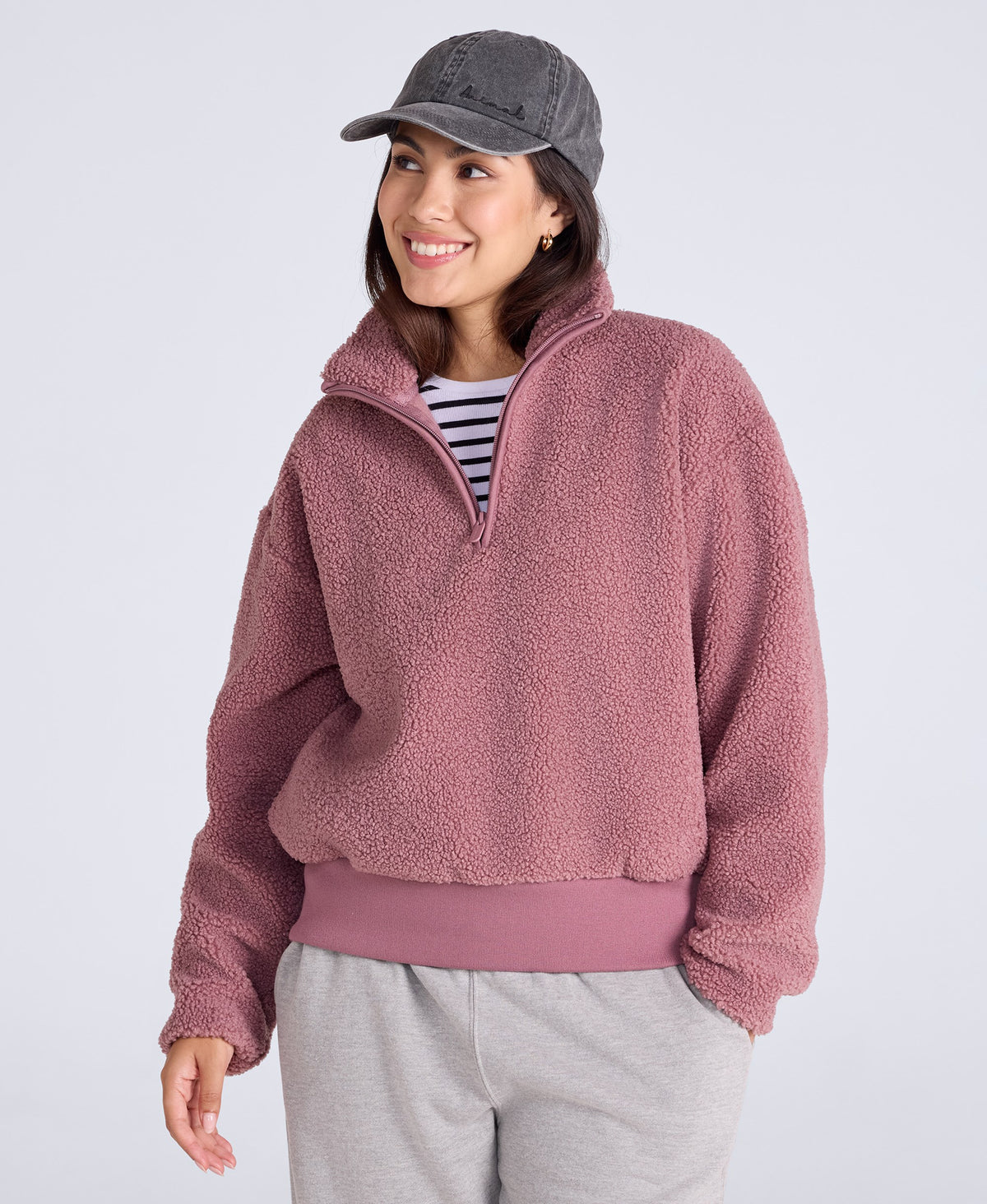 Womens Blake Boucle Half Zip Fleece - Pink