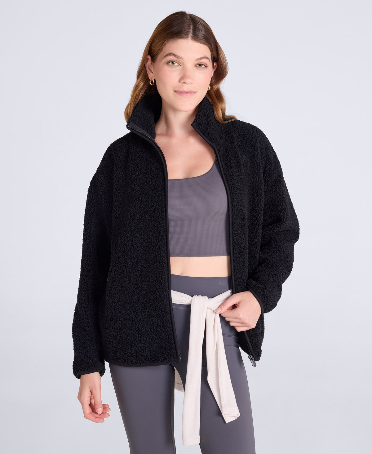 Womens Blake Boucle Full Zip Fleece - Black