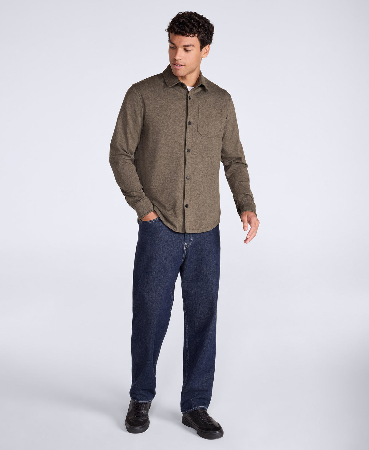 Mens Ethan Jersey Shirt - Dark Khaki