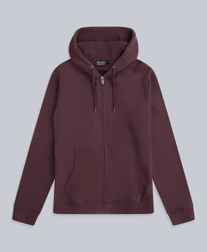 Woody Mens Zip Hoodie - Burgundy