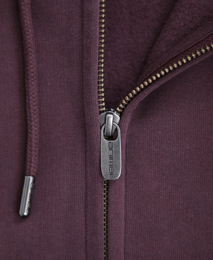 Woody Mens Zip Hoodie - Burgundy