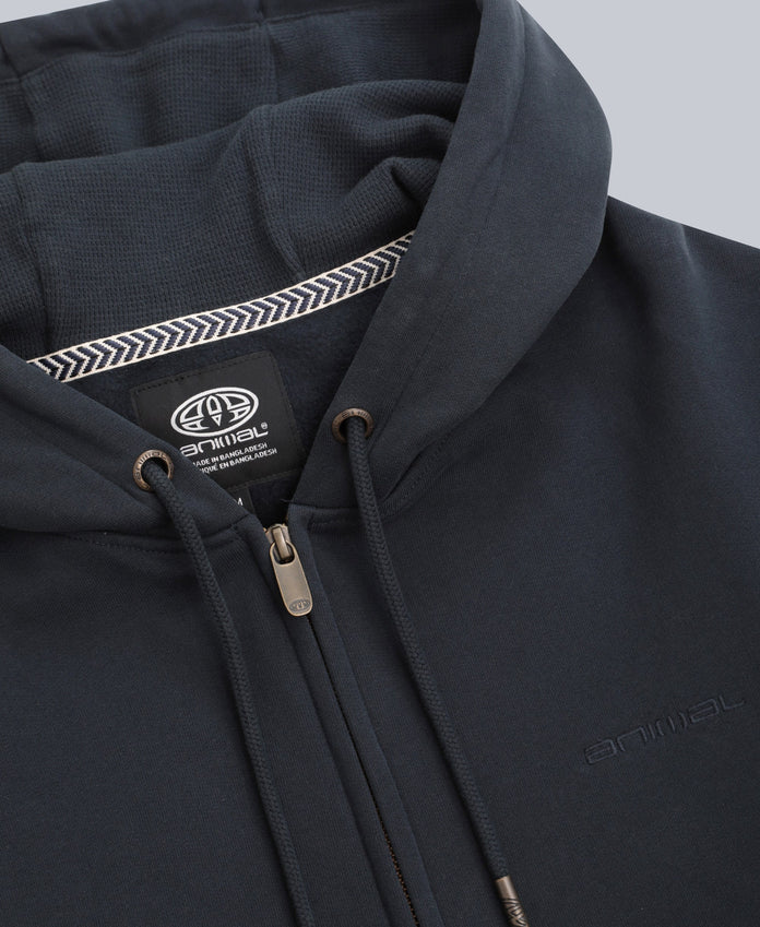Woody Mens Zip Hoodie - Dark Blue